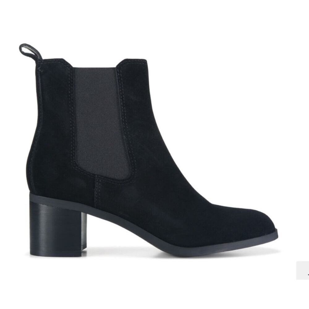 NWOT Steve Madden Rockwell Black Suede Heeled Chelsea Booties – Sz 8